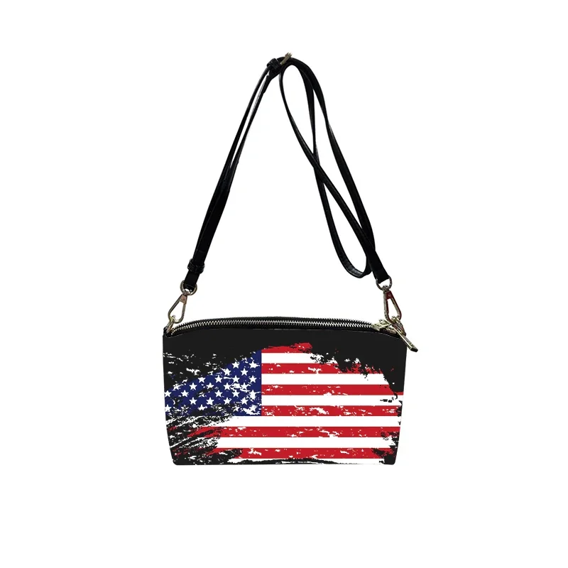 USA American flag PU Crossbody Bag 2023 New Women's Fashion Shoulder Bag Minimalist Small Square Bag for Women