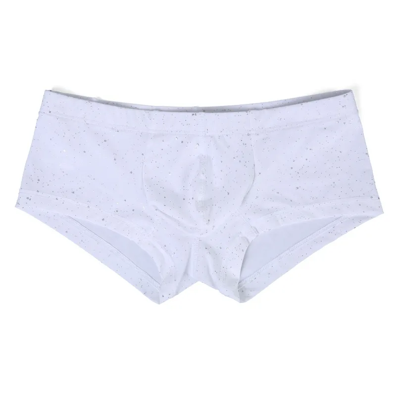 Boxers de bolso masculinos elegantes e simples personalizados cintura baixa elástica respirável roupa íntima brilhante CMF374