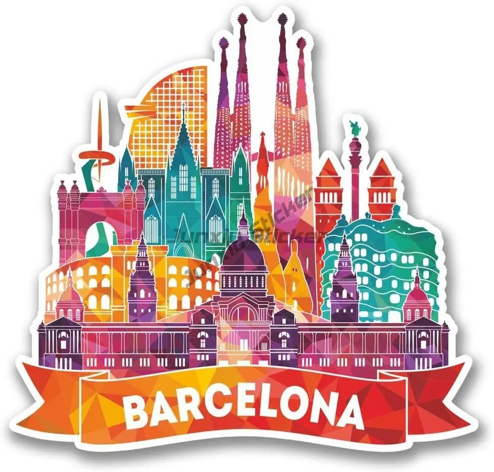 SPAIN BARCELONA Sagrada Familia Vintage Travel Vinyl Sticker for Car Laptop Self-adhesive Decorative Cover Scratch Decals 4