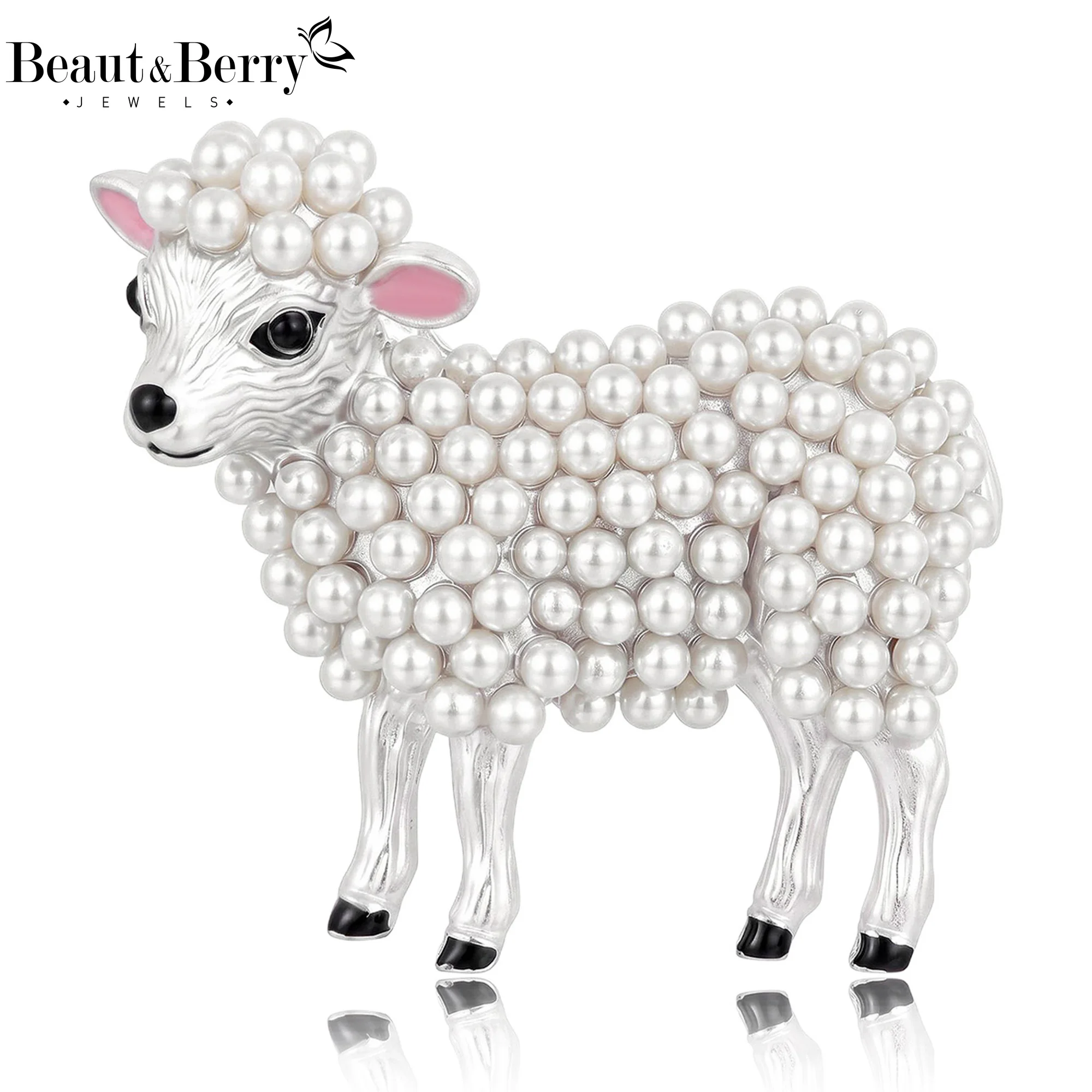 Beaut&Berry Luxury Pearl Sheep Brooches for Women Unisex Animal Pins Casual Party Jewelry Accessories Gifts Decoration