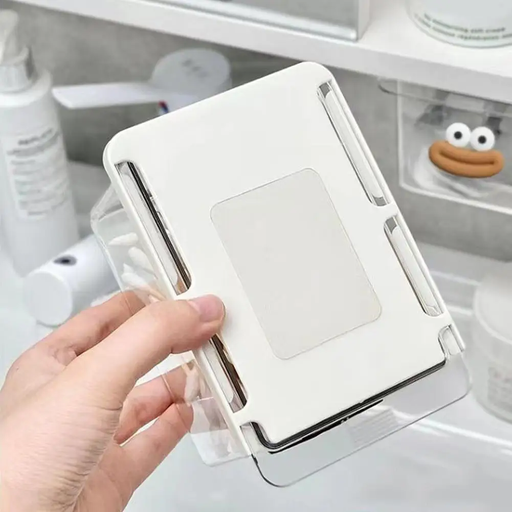 Transparent Bathroom Cotton Stick Makeup Cotton Bathroom Pull-Out Storage Drawer Style Storage Box Under The Mirror Cabinet