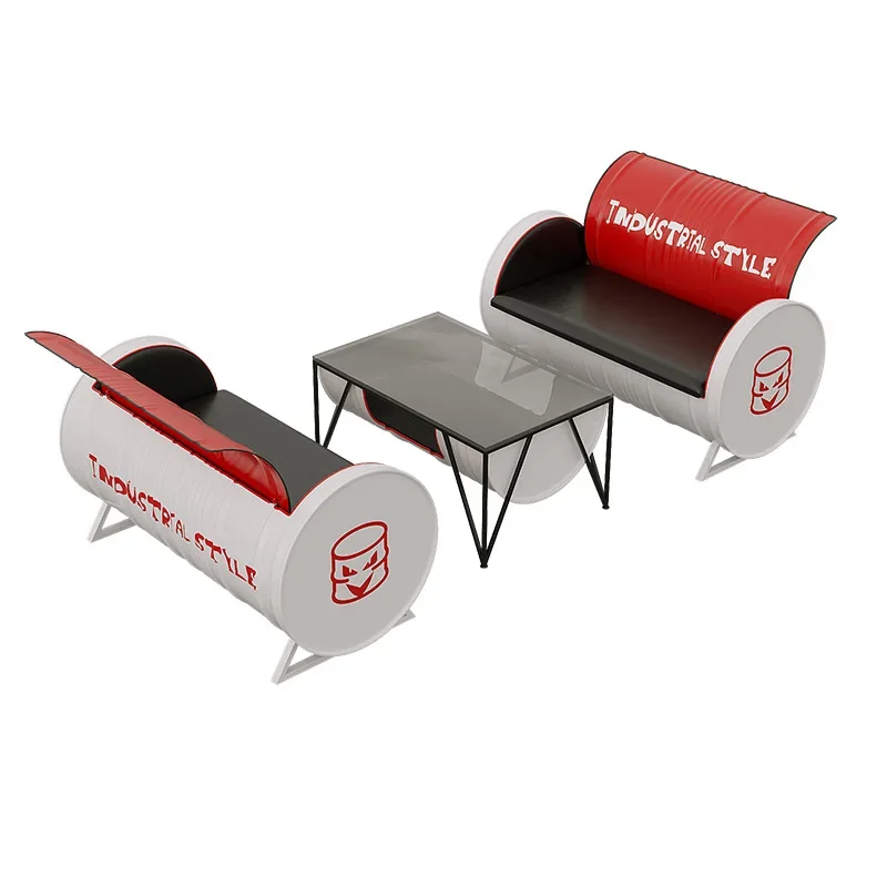 Cafe bar table and chair combination retro chair metal sofa meal music milk tea shop card seat frame structure