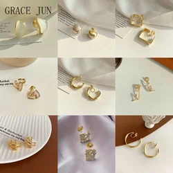 GRACE JUN Hot Sale Mosquito Coil Swirl Clip on Earrings Women Girl Fashion Korean Style Gold Color No Pierced Cuff Hoop Earrings