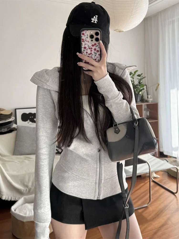 

Женская приталенная толстовка с длинным рукавом на весну-осень, с утягивающим эффектом на талии, повседневная, универсальная, облегающая, с капюшоном