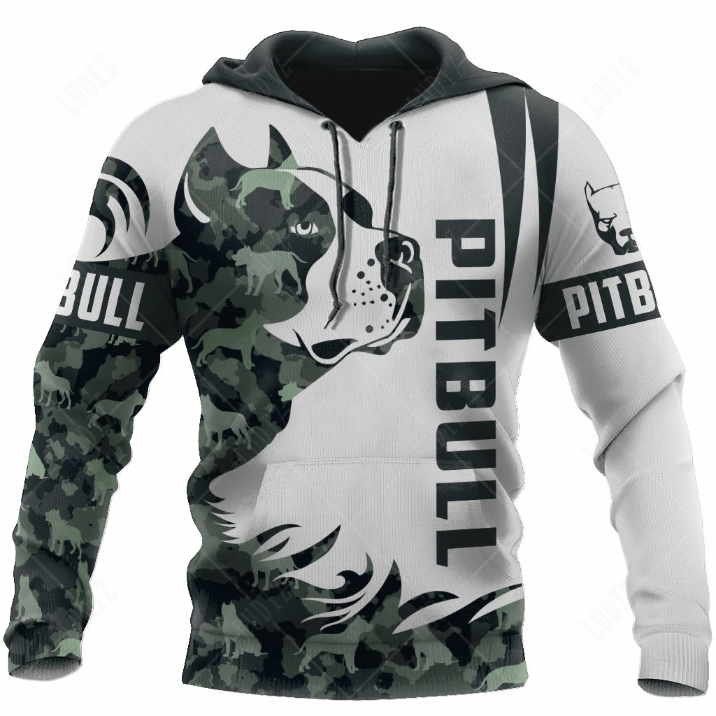 Pet Dog Pitbull Hoodies Men's Hoodie 3D Print Unisex Adult's Tops Autumn Long Sleeve Streetwear Hooded Hoodie For Men Clothing