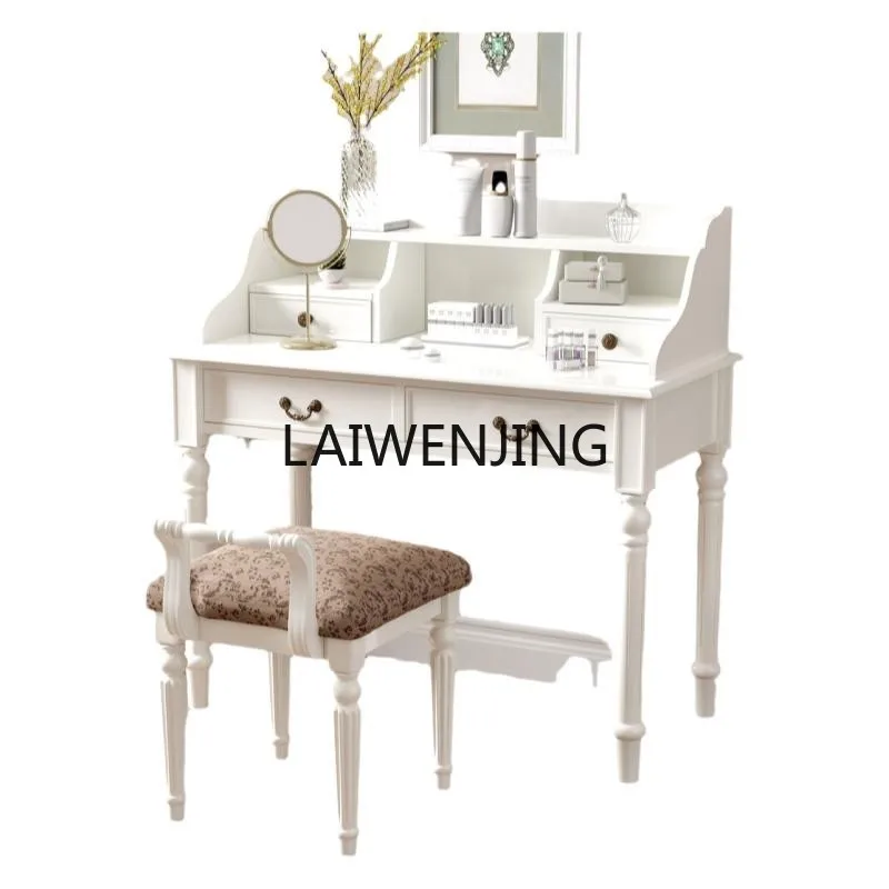 

HLZ dresser solid wood bedroom modern simple dressing table with storage rack integrated table