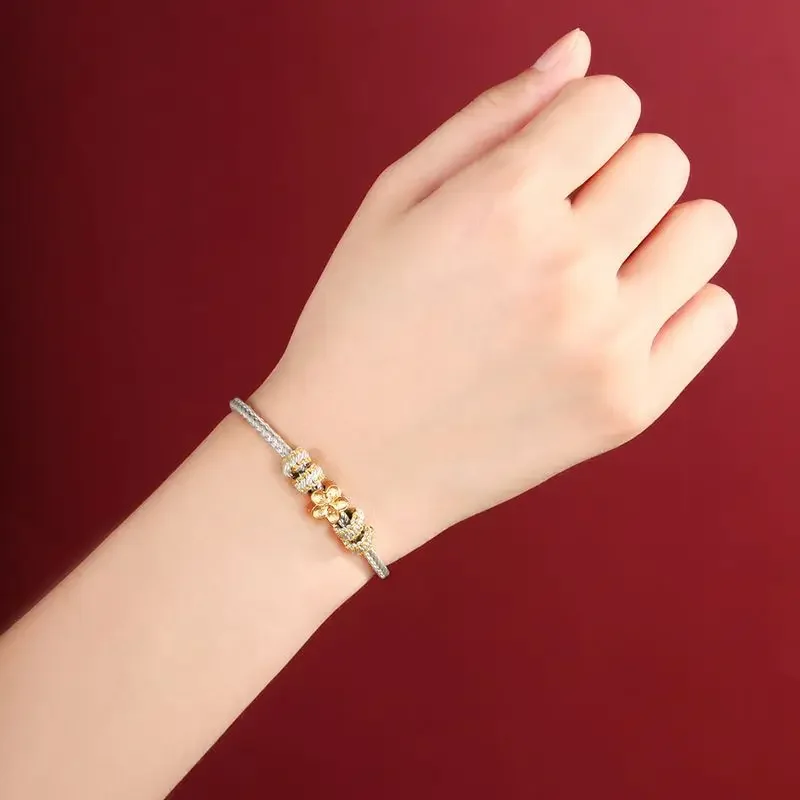 Bracciale in corda rossa anno Natal prodotti semilavorati perline filettatura intrecciata a mano accessori perline fortunate in oro cinturino per il trasporto fai da te