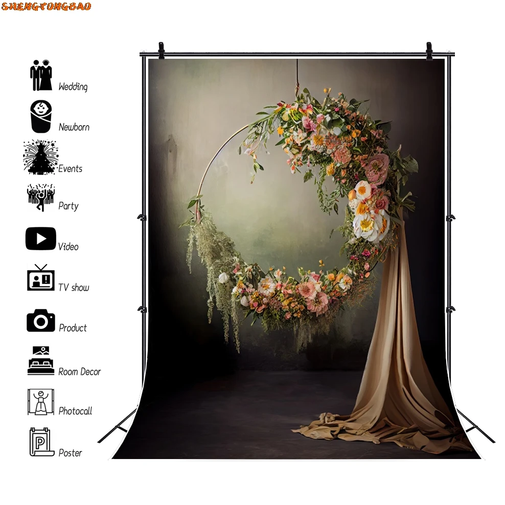 Свадебный фон для фотосъемки в стиле бохо, ретро цветок, оконная занавеска, свадебный душ, портрет, день рождения, вечеринка, фон для фотосессии, декор