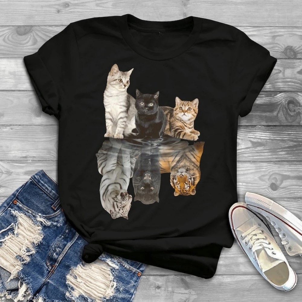 

Забавная рубашка с котом, всегда верит в себя, винтажная футболка с изображением кота и тигра, рубашка для любителей кошек, хлопковые футболки высокого качества