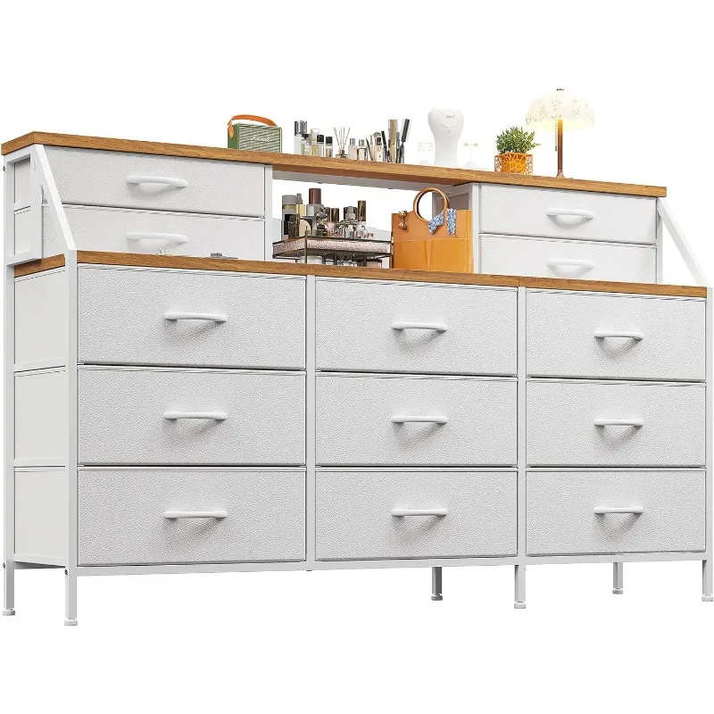 55”W Dresser,Dresser for Bedroom, Dresser with 13 Large Drawer, Dressers & Chests of Drawers, White Dresser for Bedroom