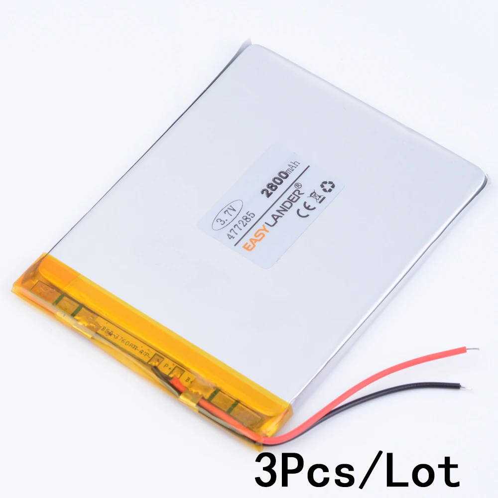 

3pcs/Lot 3.7V 2800mAh 477285 Polymer Li-ion Battery For tablet PC iPAQ E-Book PDA Portable DVD Consumer electronics safety lamp