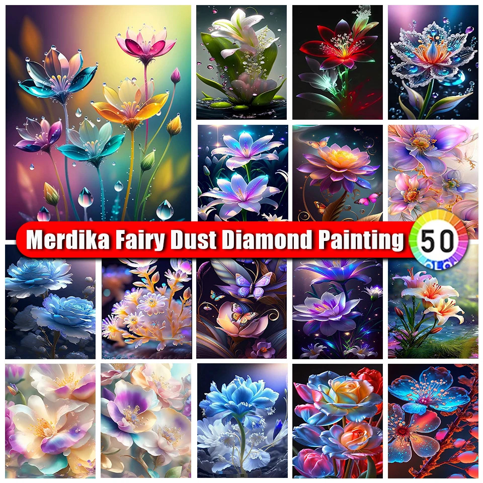 

Fairy Dust Diamond Painting Kit Flowers Diy Diamond Embroidery Landscape Mosaic Rhinestone Gift for Handmade Home Decor New 2024