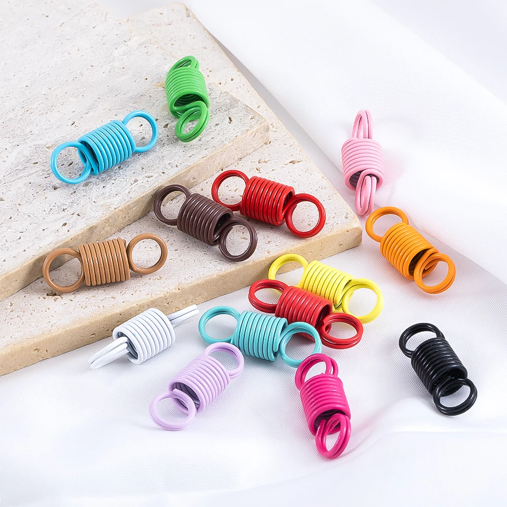 

50Pcs Colorful Spring Clasps Double Hole Spring Buckle Painted Metal Clasps For DIY Necklace Bracelet Jewelry Finding Wholesale
