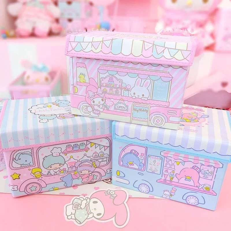 Cinnamoroll My melody Hello Kitty Cartoon Anime Cute Girl Heart Desktop Cosmetic Storage Box Clothes Folding Storage Storage Box