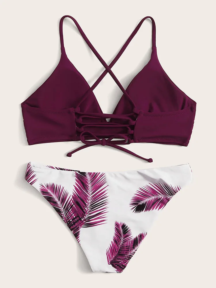 Sexy Bandeau Bikini Set kobiety Floral losowe Bikini we wzory zestaw strój kąpielowy push up kostiumy kąpielowe wyściełane stroje kąpielowe strój