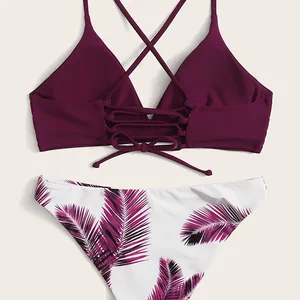 Sexy Bandau Balkini Women's Bikini set, random floral print, push-up swimsuit, swimwear, padded swimsuits, swimsuits 11 Main Sales Bikini with Bunda Fill - №8