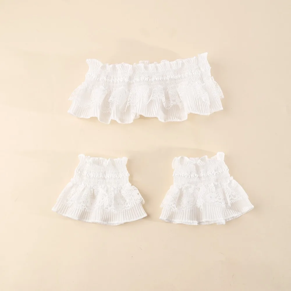 Clothing Accessory Ruffle Trim Lace Collar Detachable White Black Neck Ruffles Wrist Cuffs Photo Prop