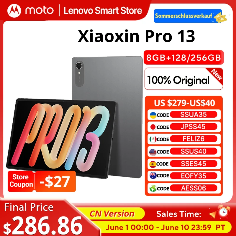 

Lenovo Xiaoxin Pro 13 AI Tablet 13'' 3.5K 144Hz Diplay Original CN version 10200mAh Snapdragon 8s Gen 4 CPU WIFI 7 Pad PC