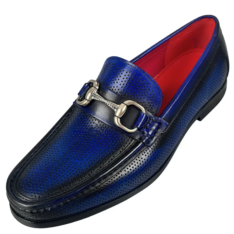 Zapatos de vestir para hombre mocasines de cuero genuino, zapatos formales de oficina, negocios, boda, fiesta, sin cordones, informales, verdes