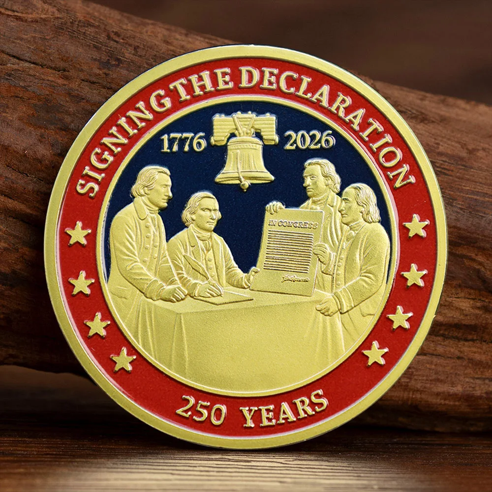 1776-2026 250 ° aniversario de moneda de recuerdo chapada en oro independiente firmando la declaración de la moneda de colección de EE. UU.