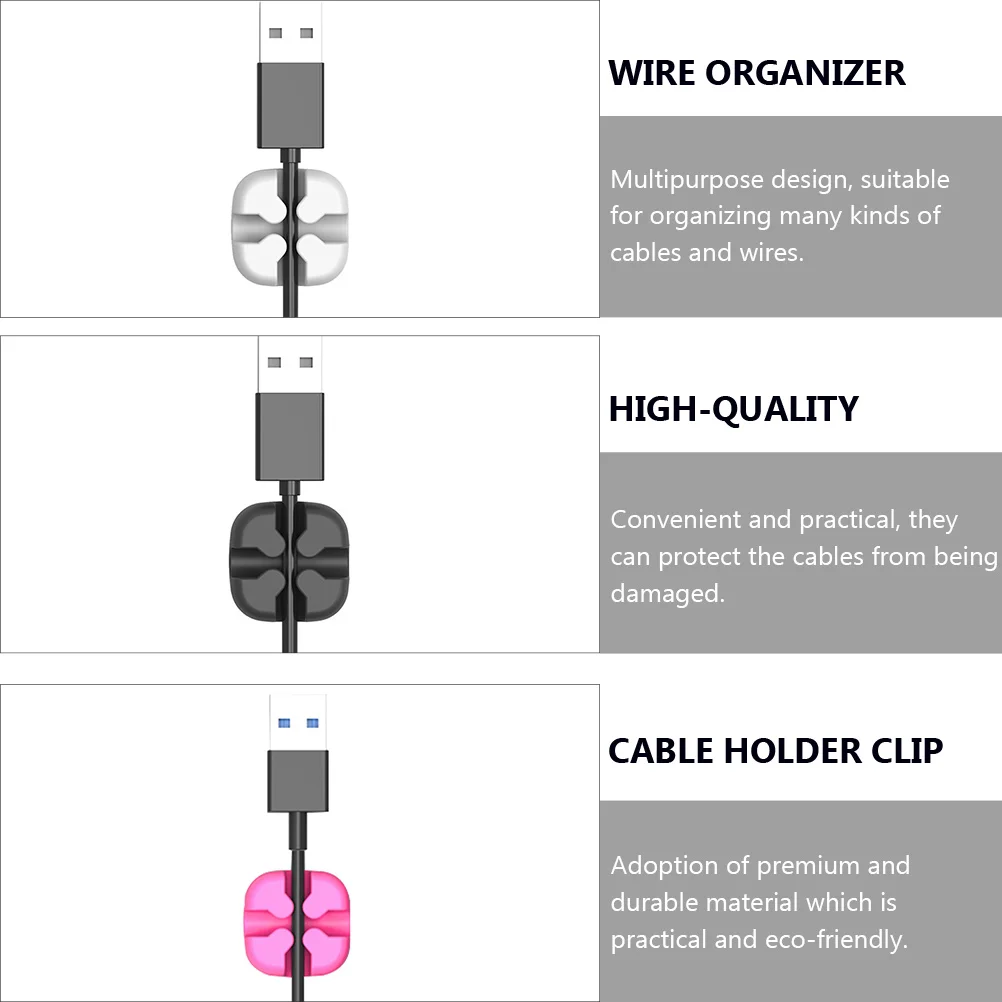 10 Pcs Silicone Cable Manager Desktop Winders Management Tool Holder Clip Silica Gel Organizing Wire Simple Organizer