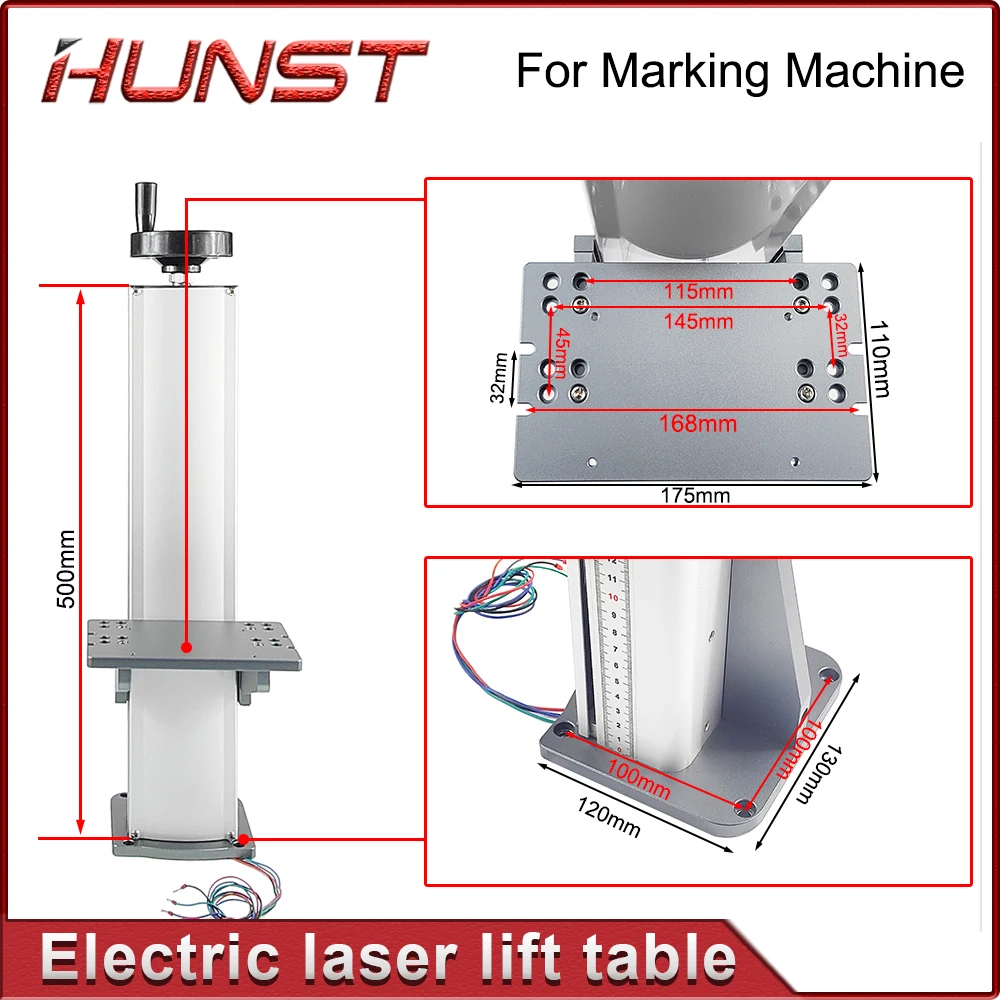 Imagem -04 - Máquina de Marcação a Laser Hunst Mesa Elevatória Automática Elevador do Eixo z Altura do Suporte 500 mm Motor Driver Fonte de Alimentação