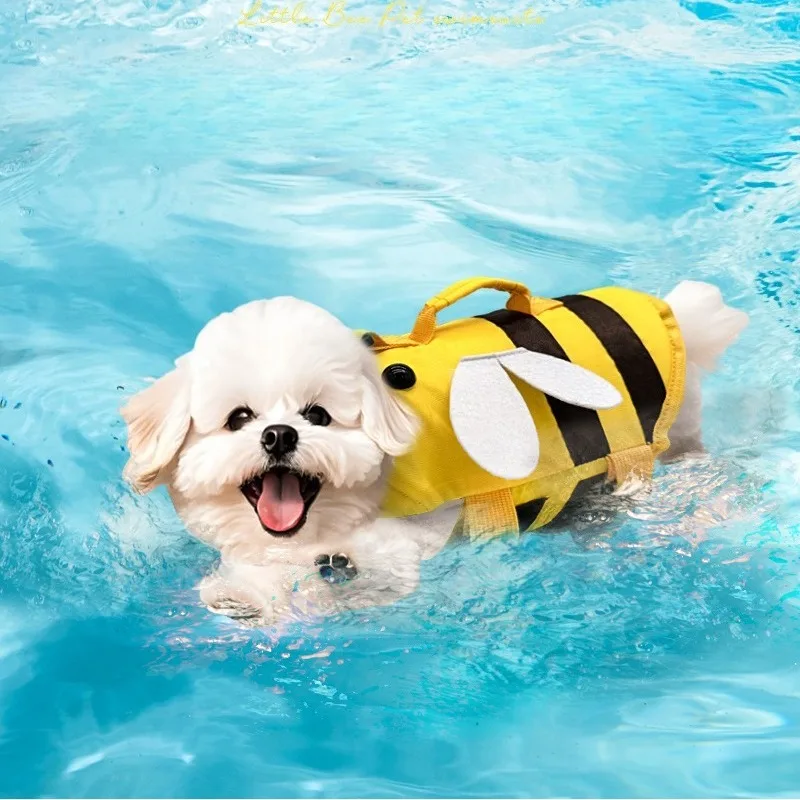 

Cute Bees Rescue Vest Pet Summer Adjustable Dog Swimwear Pet Life Vest Small and Medium Dogs Clothes Dog Life Jacket