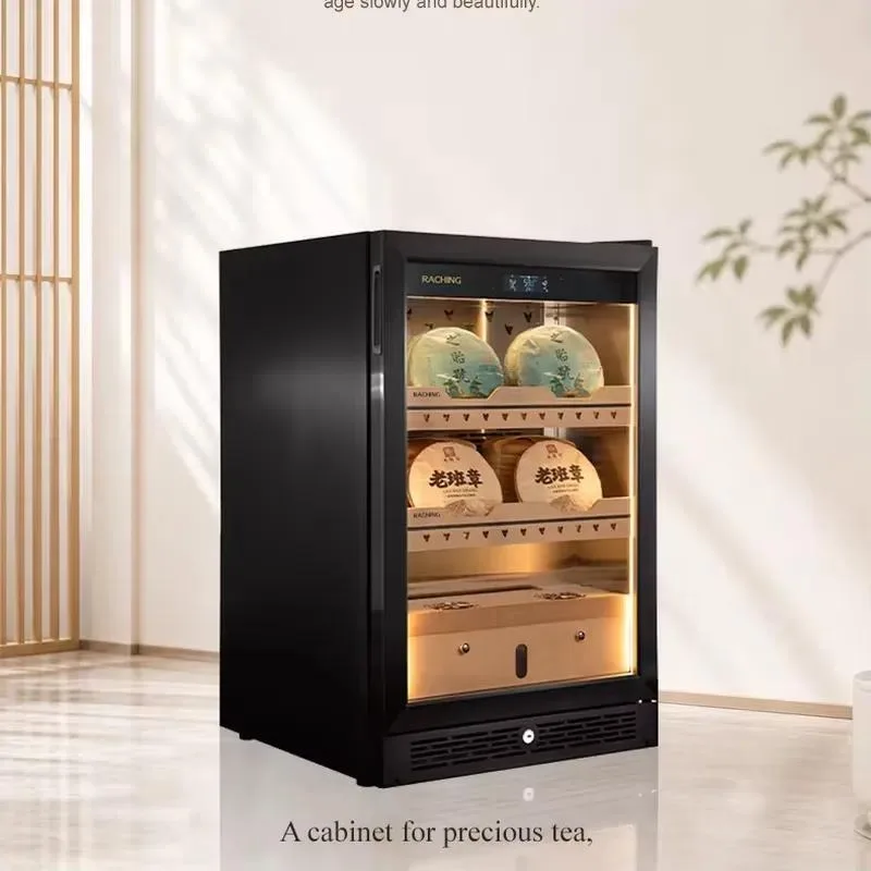 102L Electric Stainless Steel Tea Cabinet Durable Waterproof Three Layer Wood Laminate Constant Temperature and Humidity
