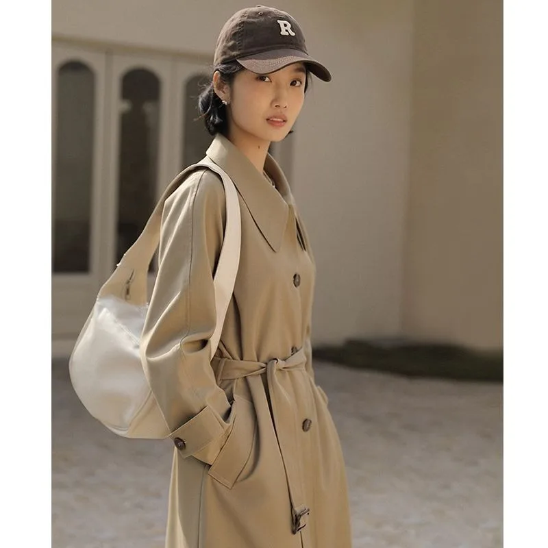 Female Trench Coat 2026 Spring Autumn Women's New British Style Design  High-end Sense Loose Casual Medium and Long Autumn Coat