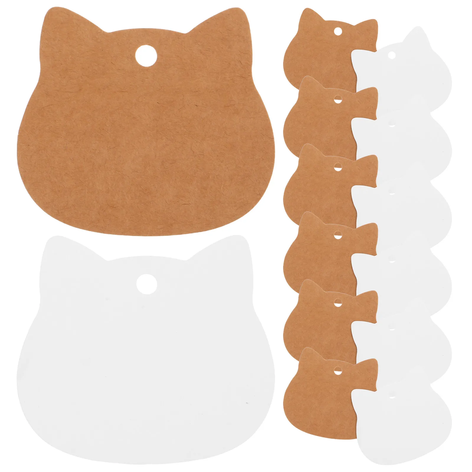 

200Pcs Cat Head Kraft Paper Tags Blank Writable DIY Hang Tags Pre-Punched Holes for Wedding Favors Holiday Presents Party