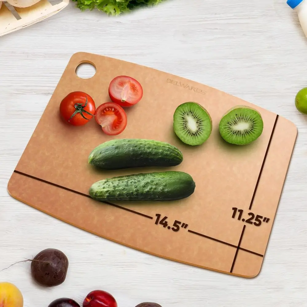 Dishwasher Safe Large Wood Composite Cutting Board, Thin Lightweight Chopping Board, Heat Resistant up to 350°, Knife Friendly,