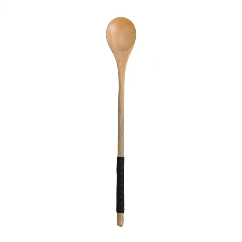 Wooden Spoon Bamboo Soup Teaspoon Wire Wrapped Long Handle Deluxe Wooden Multifunction Stirring Spoon for Kitchen Cooking Tool