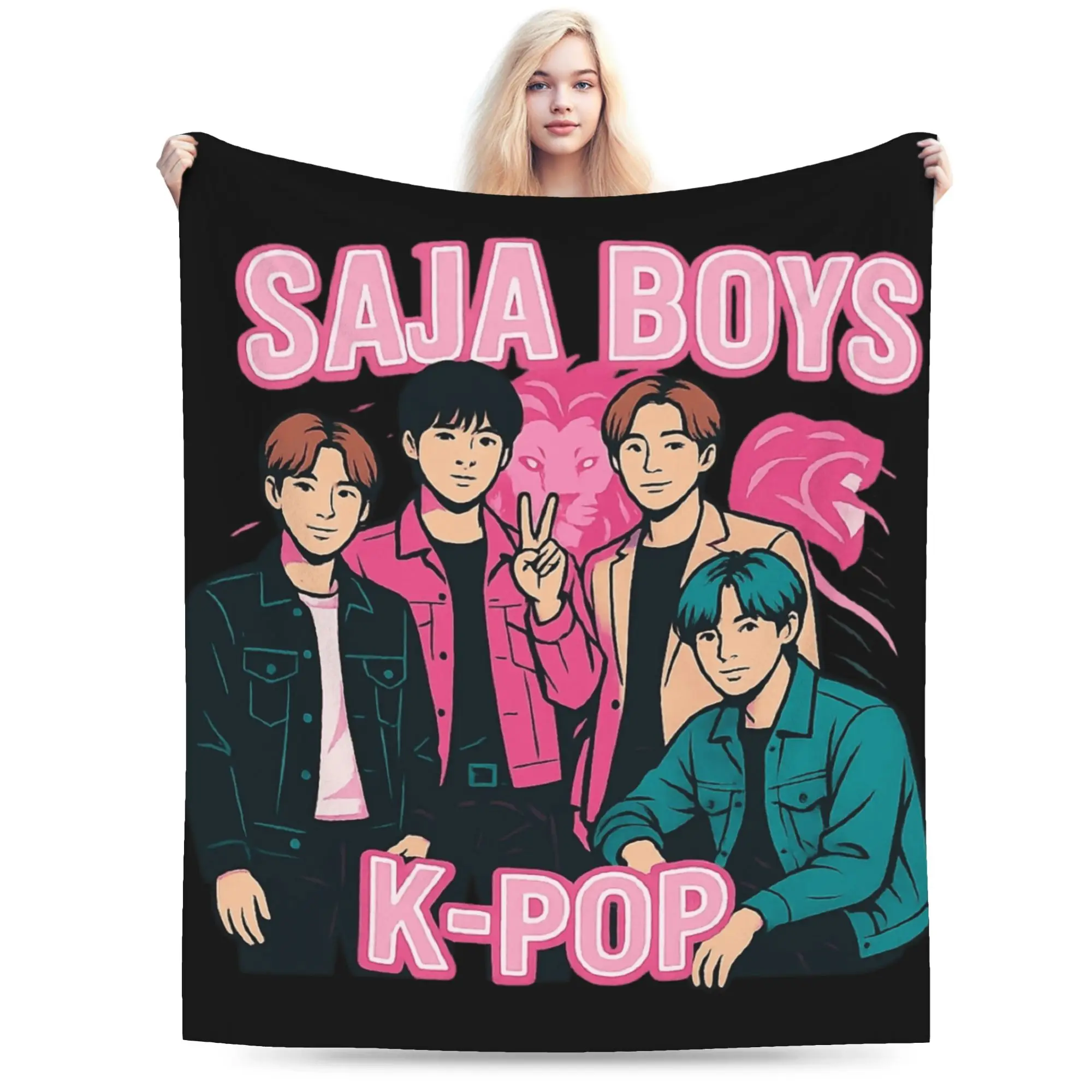 

Saja Boys KPop Hunter Movie Blanket Super Warm Novelty Plush Throw Blanket For Children Couch Chair Flannel Bedspread Bed Cover