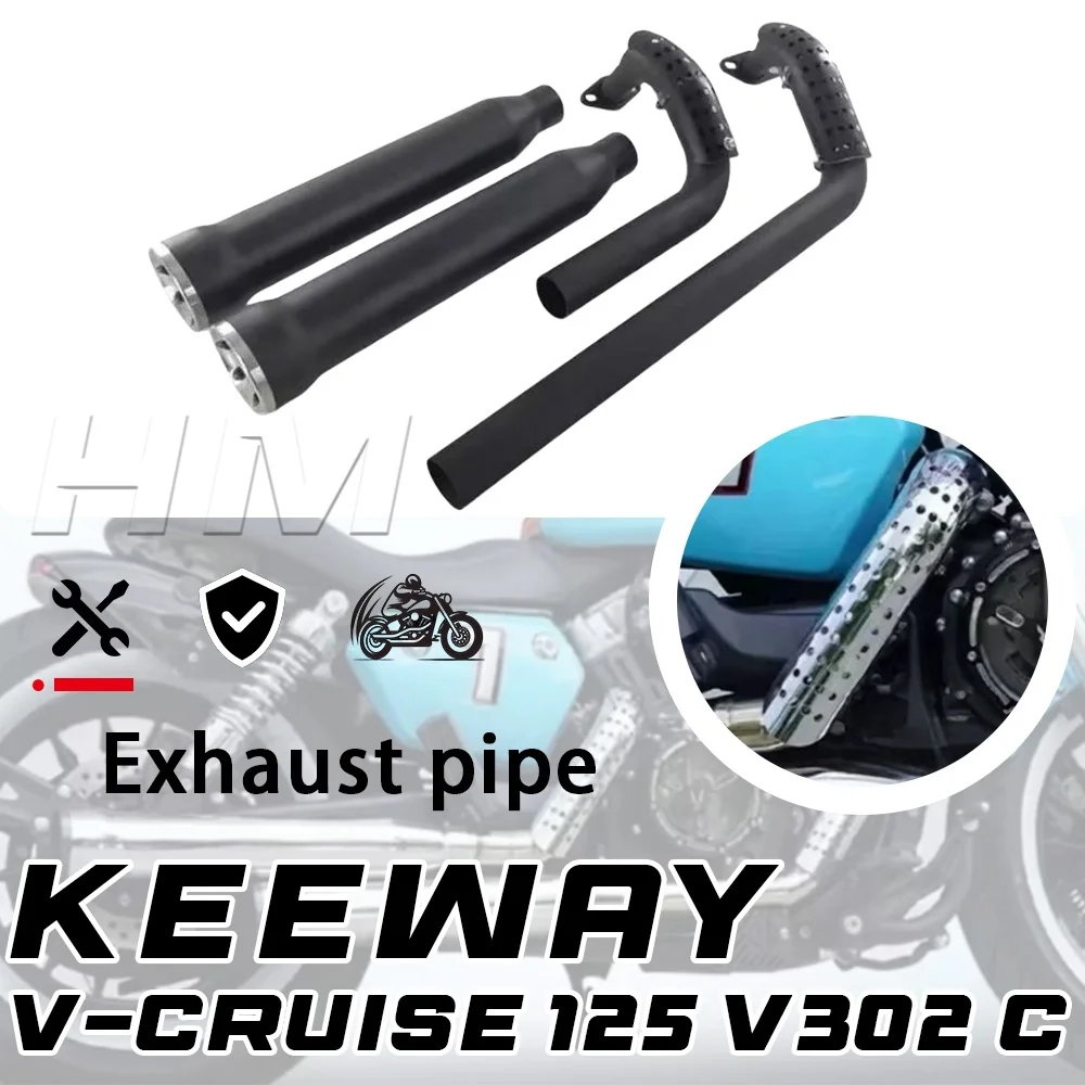 Heavy Duty Exhaust Pipe Anti-Rust Durable For Keeway V302 V Cruise 125 Motorbike
