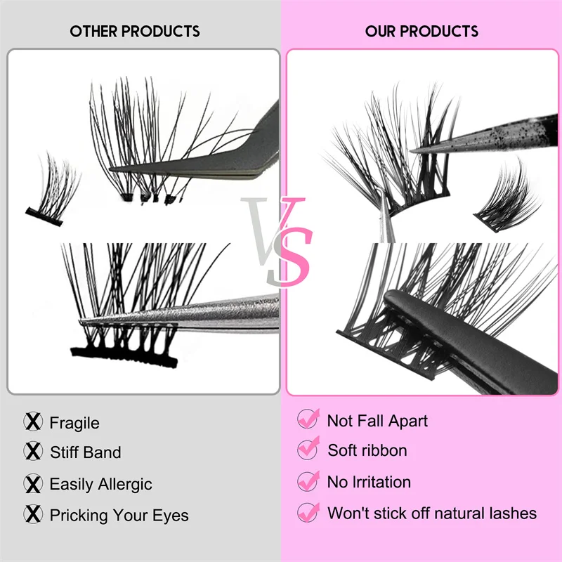 120 Clusters/Boxes Min lengths  D Curl Thin band Nature soft fluffy strong reusable eyelashtweezers Glue/Eyelash kits