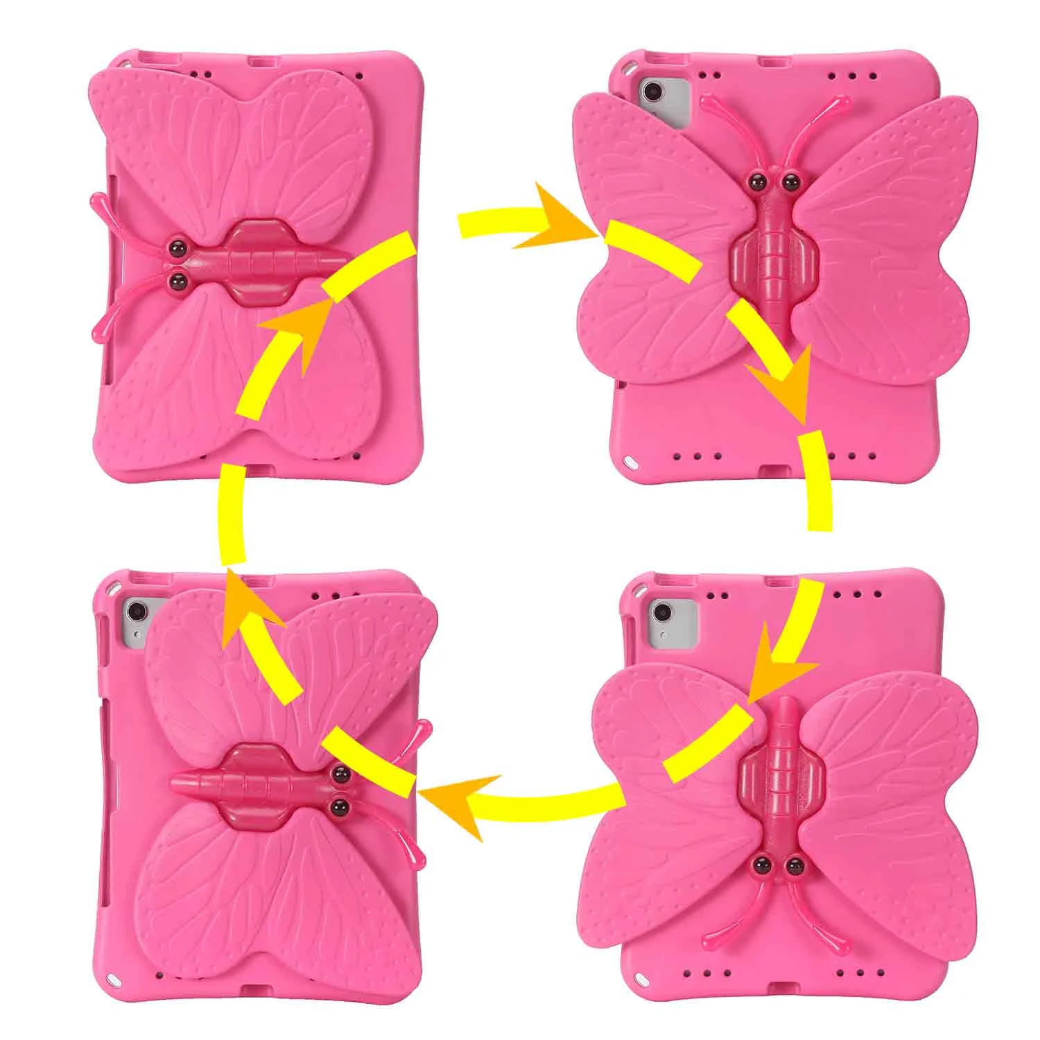 360 Rotating Stand Case For iPad Air 11 5 4 Pro 11 2024 2022 2021 2020 2018 10.9 10th EVA Carton Cover Kids Funda Cute Butterfly