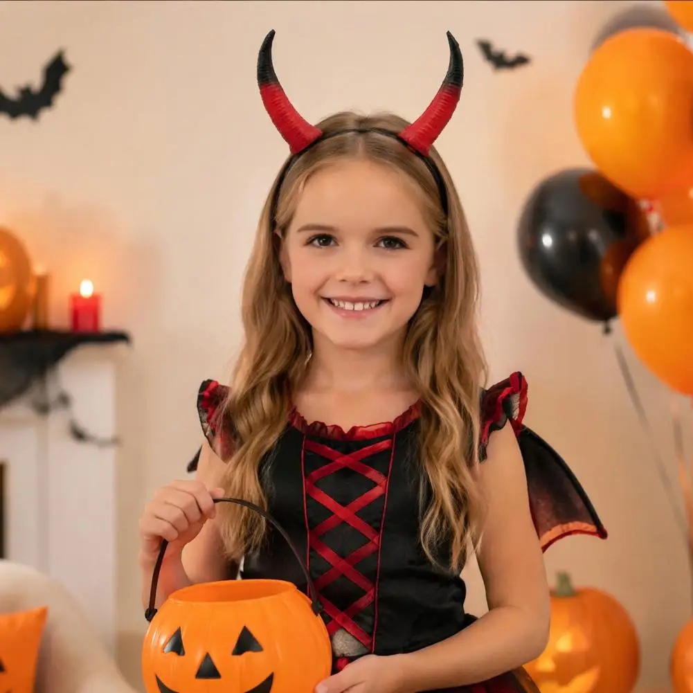 Halloween Ox Horn Headband Dance Performance Clothing Accessories Devil Horns Headband Concert Evil Makeup Match Headwear