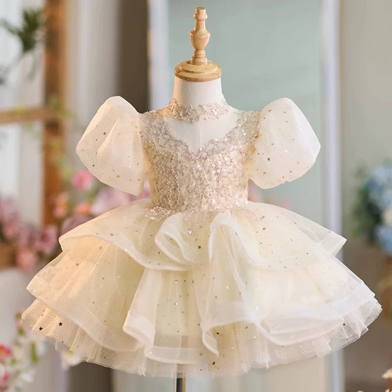 Luxurious Birthday Party Dress For Girls Ball Gown Elegant Puffy Evening Dresses For Teenage Girls Party Frock For Wedding Kids