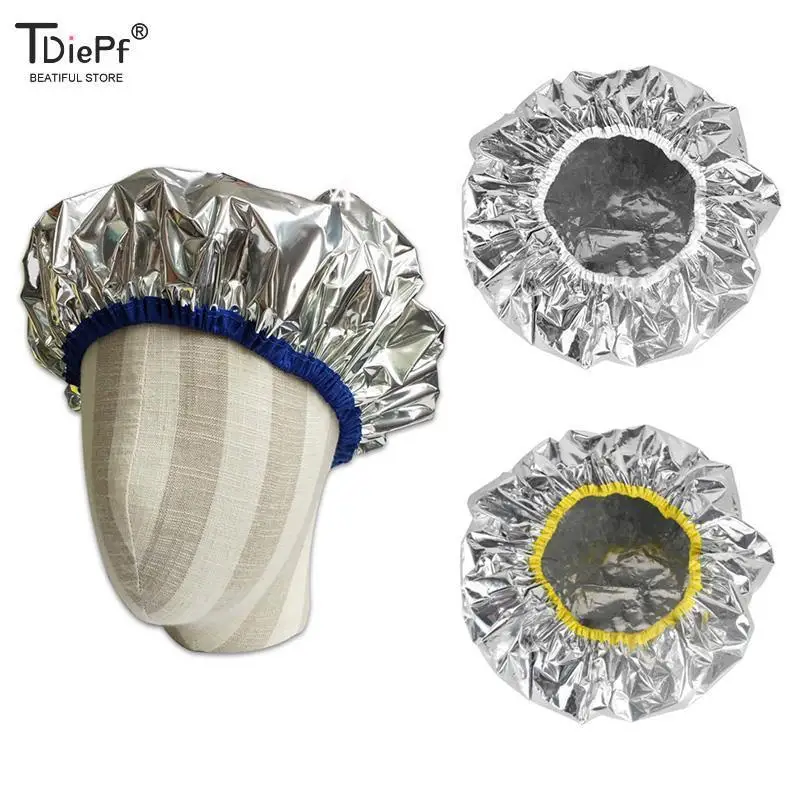 

1/2pcs 27/28/30/31cm In Diameter Shower Cap Heat Insulation Aluminum Foil Hat Elastic Bathing Cap For Women Hair Salon Bathroom