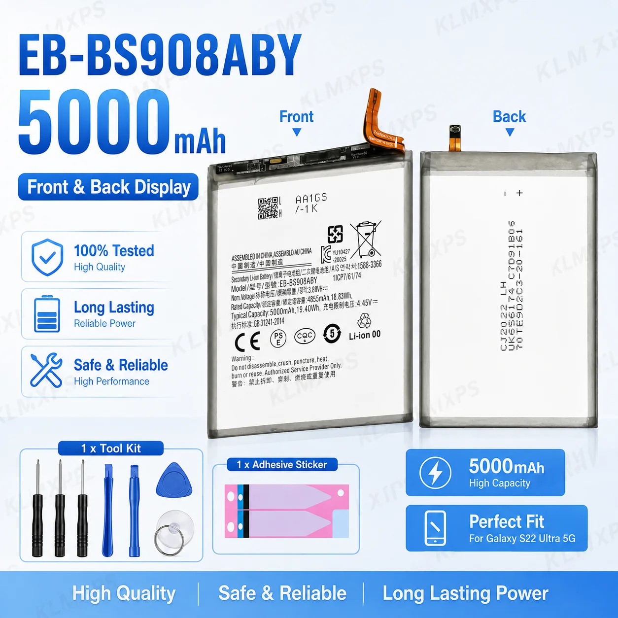 High Capacity 5000mAh EB-BS908ABY Battery For Samsung Galaxy S22 Ultra S22 Ultra SM-S908 SM-S9080 image 3