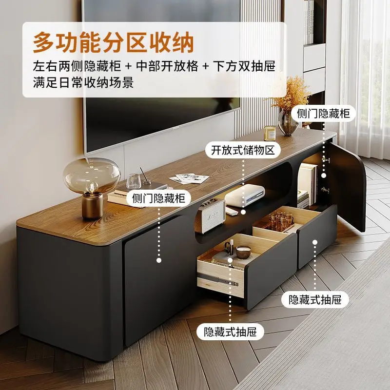 Solid wood TV cabinet living room household small apartment modern simple TV cabinet coffee table combination floor cabinet