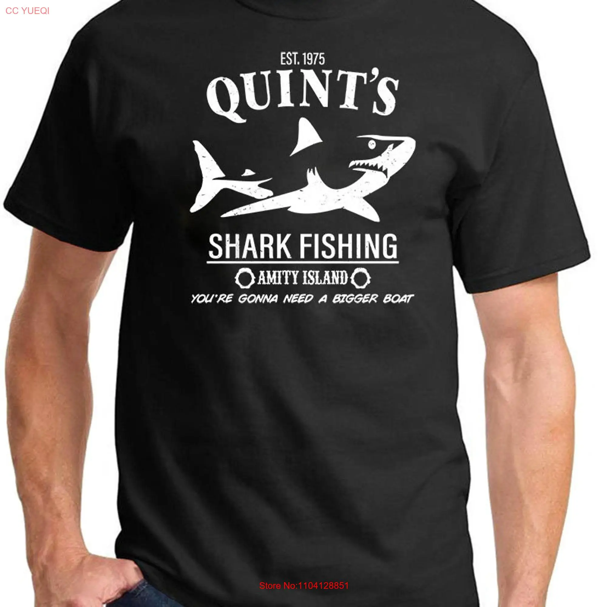 Quints Shark Fishing Jaws Amity Island Classic Design T ShirT long or short sleeves