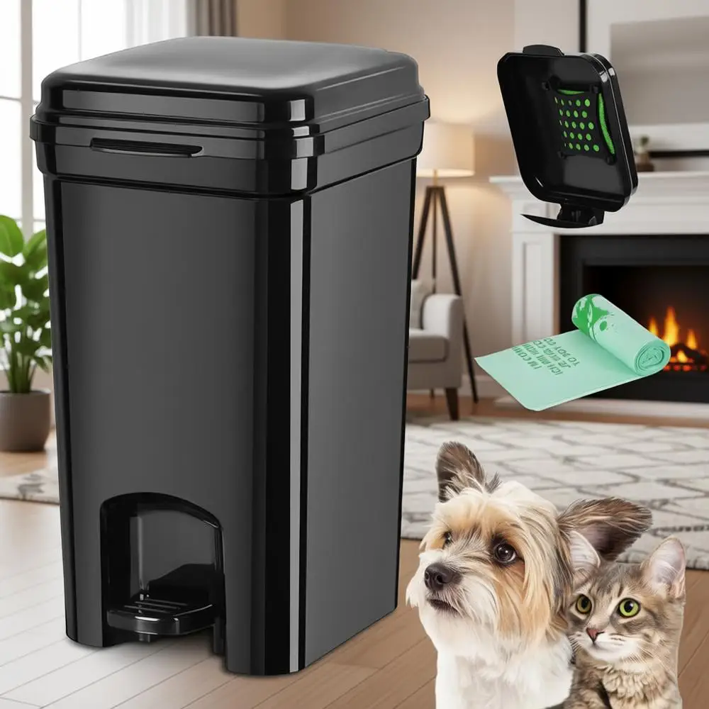 

5-литровое черное мусорное ведро из АБС-пластика с 20 пакетами для отходов и портативным устройством для утилизации мусора