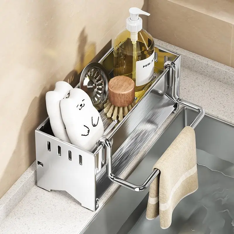 Kitchen Rack Multi-purpose Storage Rack Rag Drain Rack Household Multi-functional Scouring Cloth Steel Wire Ball Sponge Storage