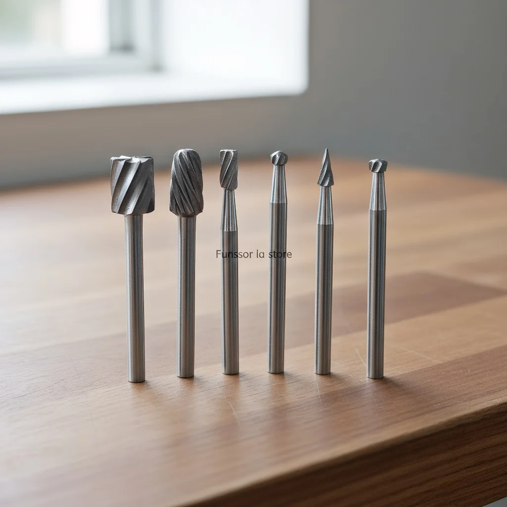 ​​6pcs Rough Tooth Carbide Rotary Files - High-Speed Steel Carving Grinding Heads for Woodworking & DIY​​