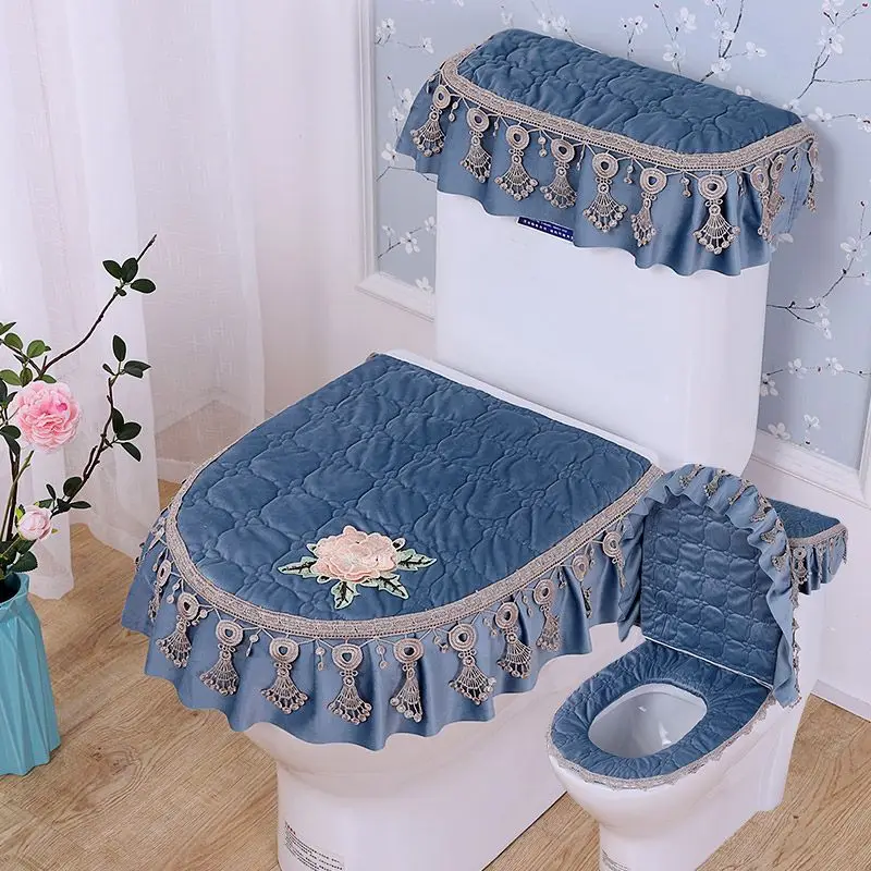 

Toilet Seat Cushion 3 Piece Set U-shaped Toilet Suit Zipper Toilet Dust Cover All Year Round Universal Toilet Pad