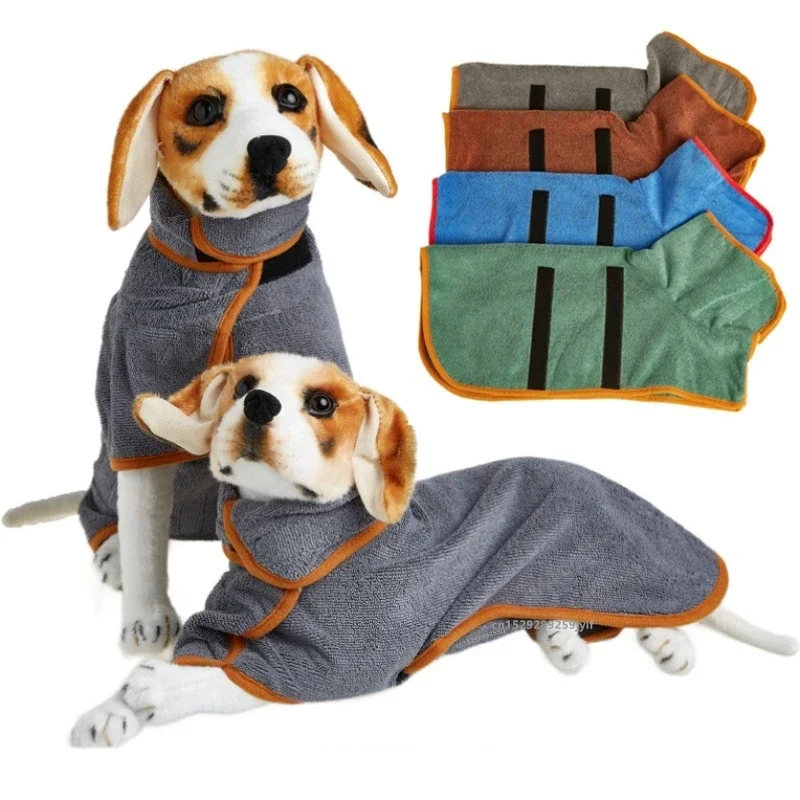 Dog Bathrobe Towel Bath Robe Pet Fast Drying Coat Soft Adjustable Absorbent Towel For Large Medium Small Dogs