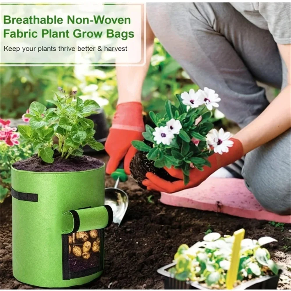 5/710 Gallon Grow Bags Fabric Felt Planter Flower Planting Pots Garden Vegetable Tomato Potato Plant Pot Container Pouch ﻿ view 5