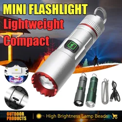 Powerful Mini LED Flashlight Pocket Aluminum Alloy Small Torch Built-in Battery Type-C Rechargeable Emergency Lighting Lantern