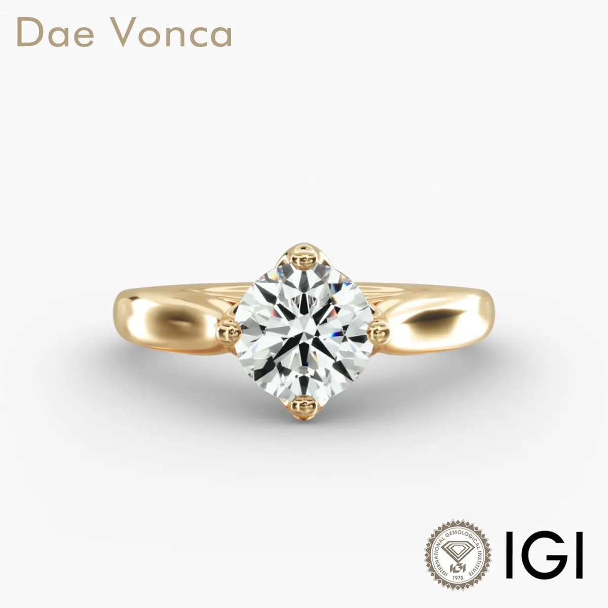 

14K Yellow Gold Diamond Engagement Ring Round Lab Grown Diamond Compass Solitaire Diamond Ring IGI Certified Genuine Diamond